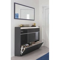 Dmora - Schuhschrank Dlukak, Mehrzweckschrank mit 2 Türen und 1 Klapptür, Eingangsschuhregal, 100 % Made in Italy, cm 120x27h108, Anthrazit glänzend von DMORA