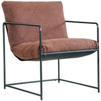 Dmora - Sessel Poplar, Sessel mit Bouclé-Stoff bezogen, gepolsterter Stuhl, Sitz mit Metallarmlehnen, 61x67h75 cm, Braun, mit verstärkter Verpackung von DMORA