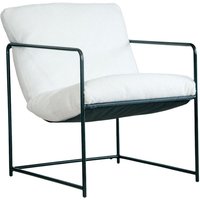 Dmora - Sessel Poplar, Sessel mit Bouclé-Stoff bezogen, gepolsterter Stuhl, Sitz mit Metallarmlehnen, 61x67h75 cm, Weiß von DMORA