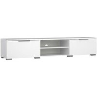 Dmora - TV-Schrank mit zwei Schubladen, weiß glänzend, 172 x 33 x 39 cm von DMORA