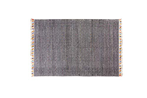 Dmora Texas moderner Teppich, Kelim-Stil, 100% Baumwolle, schwarz, 110x60cm von Dmora