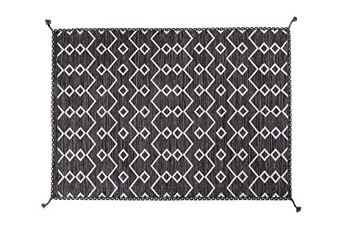 Dmora Toronto moderner Teppich, Kelim-Stil, 100% Baumwolle, grau, 180x120cm von Dmora