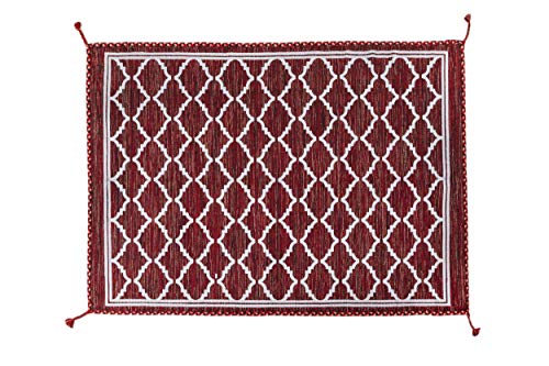 Dmora Toronto moderner Teppich, Kelim-Stil, 100% Baumwolle, rot, 180x120cm von Dmora
