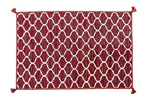 Dmora Toronto moderner Teppich, Kelim-Stil, 100% Baumwolle, rot, 180x120cm von Dmora