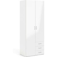 Weiß glänzender Kleiderschrank mit zwei Türen und drei Schubladen, 77,6 x 200,4 x 49,5 cm - Dmora Weiß glänzender Kleiderschrank mit zwei Türen und drei Schubladen, 77,6 x 200,4 x 49,5 cm - Dmora von DMORA