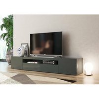 Dmora - Wohnzimmer TV-Ständer, Made in Italy, TV-Ständer mit 3 Türen und Regalen, cm 200x40h37, Farbe Anthrazit glänzend Dmora - Wohnzimmer TV-Ständer, Made in Italy, TV-Ständer mit 3 Türen und Regalen, cm 200x40h37, Farbe Anthrazit glänzend von DMORA
