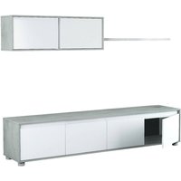 Einbaufertige Wand Savannah, TV-Ständer für Wohnzimmer, Zusammensetzung des Wohnzimmersets, Wohnzimmergarnitur mit Schrankwand, cm 200x41h43, Weiß Einbaufertige Wand Savannah, TV-Ständer für Wohnzimmer, Zusammensetzung des Wohnzimmersets, Wohnzimmergarnitur mit Schrankwand, cm 200x41h43, Weiß von DMORA