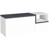 Eingangsmöbel, Made in Italy, Modulares Modul, Bank mit 2 Türen, 120x40h54 cm, glänzend weiß und schiefergrau - Dmora Eingangsmöbel, Made in Italy, Modulares Modul, Bank mit 2 Türen, 120x40h54 cm, glänzend weiß und schiefergrau - Dmora von DMORA