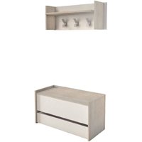 Eingangsmöbel Brionia, moderne Eingangshalle mit Kleiderbügel, Möbel mit Schuhregal, Multifunktionsschrank, cm 50x32h182, Eiche und Weiß, mit von DMORA