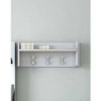 Eingangsmöbel Narciso, Garderobenständer mit 3 Haken, Regal zur Aufbewahrung im Flur, 100% Made in Italy, Cm 90x29h34, Weiß - Dmora von DMORA