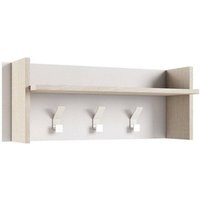 Eingangsmöbel Narciso, Garderobenständer mit 3 Haken, Regal zur Aufbewahrung im Flur, 100% Made in Italy, Cm 90x29h34, Weiß und Eiche - Dmora von DMORA