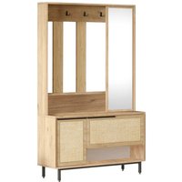 Eingangsmöbel Rasalmothallah, Moderner Eingang, Wandgarderobe, Multifunktions-Aufbewahrungskonsole, 102x36 h178 cm, Walnuss und Eiche - Dmora von DMORA