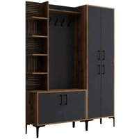 Eingangsmöbel Vivian, Moderner Eingang, Wandgarderobe, Multifunktions-Aufbewahrungskonsole, 150x35 h200 cm, Walnuss und Anthrazit - Dmora von DMORA