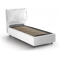 Einzelbett Dmosco, Containerbett mit Stoffbespannung, 100% Made in Italy, Frontöffnung, passend für Matratze 80x190 cm, Weiß - Dmora Einzelbett Dmosco, Containerbett mit Stoffbespannung, 100% Made in Italy, Frontöffnung, passend für Matratze 80x190 cm, Weiß - Dmora von DMORA