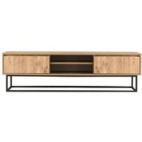 Fernsehschrank Themis, Ständer für Wohnzimmerfernseher, Niedriges Wohnzimmer-Sideboard, TV-Ständerbasis, 140x40h50 cm, Schwarz und Eiche, mit Fernsehschrank Themis, Ständer für Wohnzimmerfernseher, Niedriges Wohnzimmer-Sideboard, TV-Ständerbasis, 140x40h50 cm, Schwarz und Eiche, mit von DMORA