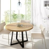 Fester-Tisch Carone, Mehrzweck-Esstisch, runder Tisch für die Küche oder das Esszimmer, 120 x 120 x 75 cm, Nodi-Eiche - Dmora von DMORA