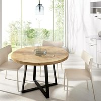 Fester-Tisch Daureli, Mehrzweck-Esstisch, runder Tisch für die Küche oder das Esszimmer, 120 x 120 x 75 cm, Nodi-Eiche - Dmora von DMORA