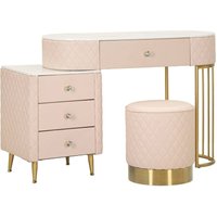 Frisiertisch Taquari, Schminktisch, Schminkstation, Konsolentisch, 120x40 h75 cm, Rosa und Gold - Dmora Frisiertisch Taquari, Schminktisch, Schminkstation, Konsolentisch, 120x40 h75 cm, Rosa und Gold - Dmora von DMORA