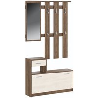 Garderobenmöbel Garolfo, Spiegel inklusive, 25,5x100x190h cm Weiß von DMORA