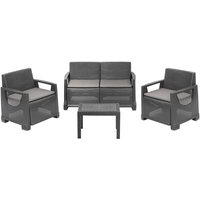 Garten-Lounge-Set Mioglia, Outdoor-Sitzgruppe für 4 Personen, Schwarz von DMORA