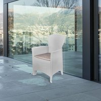 Gartenstuhl Como, Gartensitz, Gartensessel in Rattan-Optik, 100 % Made in Italy, Cm 60x58h89, weiß - Dmora von DMORA