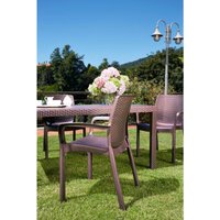 Gartenstuhl Torino, Gartensitz, Stuhl für Esstisch, Gartensessel mit Rattaneffekt, 100 % Made in Italy, cm 54x60h82, Braun - Dmora von DMORA
