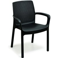 Gartenstuhl Torino, Gartensitz, Stuhl für Esstisch, Outdoor-Sessel in Rattan-Optik, 100 % Made in Italy, Cm 54x60h82, Anthrazit - Dmora von DMORA