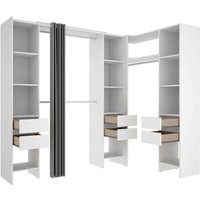 Großer Kleiderschrank Alanno, Schlafzimmermöbel, Schrank, Garderobe, 234x141 h205 cm, Weiß - Dmora von DMORA