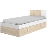 Kinderbett Dcernoi, Struktur mit zweitem Ausziehbett, Einzelbett für Schlafzimmer, 97 x 196 x 79 cm, Weiß und Eiche - Dmora Kinderbett Dcernoi, Struktur mit zweitem Ausziehbett, Einzelbett für Schlafzimmer, 97 x 196 x 79 cm, Weiß und Eiche - Dmora von DMORA