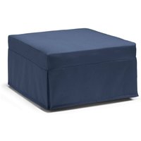 Klappbett Dabay, Puff umwandelbar in Einzelbett, 100% Made in Italy, Sitzpuff aus Stoff fürs Wohnzimmer, Cm 80x80h45, Blau - Dmora von DMORA