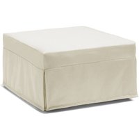 Klappbett Dabay, Puff umwandelbar in Einzelbett, 100% Made in Italy, Sitzpuff aus Stoff fürs Wohnzimmer, Cm 80x80h45, Creme - Dmora von DMORA