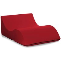 Klappbett Dabbes, Puff umwandelbar in Doppelbett, 100% Made in Italy, Puff, umwandelbar in eine Chaiselongue aus Kunstleder, Cm 100x200h70, Rot von DMORA