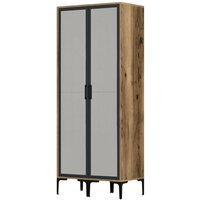 Kleiderschrank 2 Türen Alcyone, Schlafzimmermöbel, Schrank, Garderobe, 80x201h48 cm, Walnuss und Anthrazit, mit verstärkter Verpackung - Dmora von DMORA