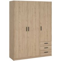 Kleiderschrank 3 Türen Simeon, Schlafzimmermöbel, Schrank, Garderobe, 147x50 h200 cm, Eiche - Dmora von DMORA