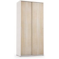 Kleiderschrank Dalia, Kleiderschrank mit 2 Schiebetüren und 4 Einlegeböden, Moderne Mehrzweck - Schlafzimmermöbel, 100% Made in Italy, Cm 90x45h195, von DMORA