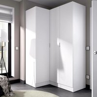 Kleiderschrank Dhuar, Eckmöbel für Schlafzimmer, Eckschrank mit 3 Flügeltüren, 133x91h184 cm, Weiß - Dmora von DMORA