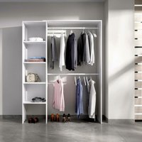 Kleiderschrank Makalu, Struktur für begehbaren Kleiderschrank, offene Garderobe, 140 x 40 x 187 cm, Weiß - Dmora von DMORA