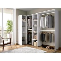 Kleiderschrank Quadro, Struktur für begehbaren Eckschrank, offene Eckgarderobe, 228 x 79 x 187 cm, Weiß - Dmora von DMORA