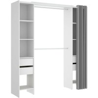 Kleiderschrank Resegone, Struktur für begehbaren Kleiderschrank, offener Kleiderbügel, 180 x 50 x 205 cm, Weiß und Grau - Dmora von DMORA