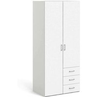 Kleiderschrank mit zwei Flügeltüren und drei Schubladen, Farbe Weiß, Maße 77 x 175 x 49 cm - Dmora Kleiderschrank mit zwei Flügeltüren und drei Schubladen, Farbe Weiß, Maße 77 x 175 x 49 cm - Dmora von DMORA