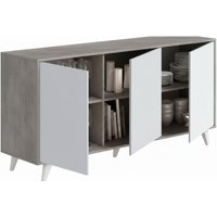Kommode Annina, Wohnzimmerbuffet, Wohnzimmer-Sideboard, Moderne Küchen-Speisekammer, 154x40h72 cm, Hellgrau und Weiß - Dmora Kommode Annina, Wohnzimmerbuffet, Wohnzimmer-Sideboard, Moderne Küchen-Speisekammer, 154x40h72 cm, Hellgrau und Weiß - Dmora von DMORA
