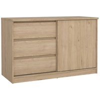 Kommode Bebinca, Wohnzimmerbuffet, Wohnzimmer-Sideboard, Moderne Küchen-Speisekammer, 119x50 h76 cm, Eiche - Dmora von DMORA