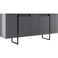 Kommode Betel, Wohnzimmerbuffet, Wohnzimmer-Sideboard, Moderne Küchen-Speisekammer, 160x35h80 cm, Anthrazit und Schwarz, mit verstärkter Verpackung von DMORA