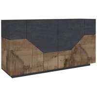 Kommode Carlo, Küchen-Sideboard mit 4 geometrischen Türen, Wohnzimmer-Buffet, Küchen-Sideboard, 100 % Made in Italy, 159 x 43 x 86 cm, Schiefer und Kommode Carlo, Küchen-Sideboard mit 4 geometrischen Türen, Wohnzimmer-Buffet, Küchen-Sideboard, 100 % Made in Italy, 159 x 43 x 86 cm, Schiefer und von DMORA