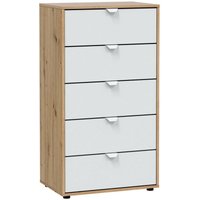 Kommode Crosby, Mehrzweckkommode, Schlafzimmerkommode, Schrank mit Schubladen, 60x40 h109 cm, Weiß und Knoteneiche - Dmora von DMORA