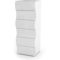 Kommode Dhaa, Kommode mit 6 Schubladen, Kommode für Schlafzimmer, 100% Made in Italy, cm 50x40h122, glänzend weiß - Dmora von DMORA
