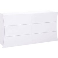Kommode Dhap, Kommode 6 Schubladen, Kommode für Schlafzimmer, 100% Made in Italy, glänzend weiß, cm 155x40h82 - Dmora von DMORA