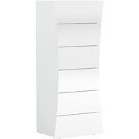 Kommode Dikoné, Kommode 6 Schubladen, Kommode für Schlafzimmer, 100% Made in Italy, cm 50x40h122, glänzend weiß - Dmora von DMORA