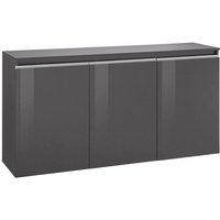 Kommode Dlun, Küchen-Sideboard mit 3 Türen, Wohnzimmer-Buffet, 100% Made in Italy, cm 150x40h81, Anthrazit glänzend - Dmora von DMORA