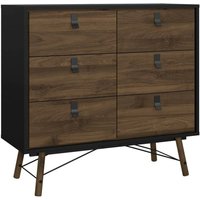 Kommode Maka, Wohnzimmerbuffet, Wohnzimmer-Sideboard, Moderne Küchen-Speisekammer, 102x40 h95 cm, Schwarz und Walnuss - Dmora von DMORA
